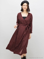 【WEB限定】カシュクールドットワンピース/ボルドー