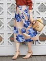 【WEB限定】シャクヤク柄フレアスカート/ベージュ