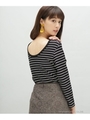 【WEB限定】後開きボーダーカット/ブラック