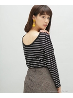 【WEB限定】後開きボーダーカット/ブラック