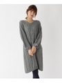 【WEB限定サイズ(LL)あり】袖リボンケーブルニットワンピース/グレー(012)