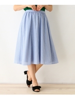 【WEB限定サイズ(S・LL)あり】ドビーストライプスカート/ブルー(092)