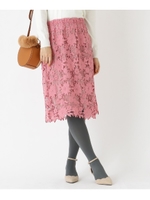 【WEB限定サイズ（S・LL）あり】総レーススカート/ピンク(072)