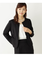 【WEB限定サイズあり・セレモニー対応】疲れ知らず！ストレッチノーカラージャケット/ブラック(019)