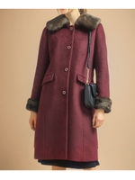 【WEB限定サイズあり】ウールタッチ3WAYネッククラシックコート/ボルドー(064)