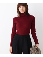 【WEB限定サイズあり】洗えるタートルネックリブニット/ボルドー(064)