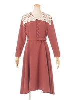 【an another angelus limited】ビッグレース衿ワンピース/CORAL RED