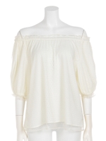 【an another angelus】ダイヤチュールオフショルブラウス/BLACK