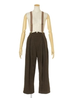 【an another angelus】ヘリンボーンツイードサス付ワイドパンツ/BROWN