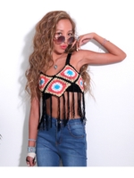 【anap mimpi】 カギアミフリンジビスチェ/ブラック(027)