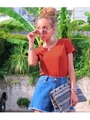 【anap mimpi】 シンプル無地Tシャツ/レンガ(068)