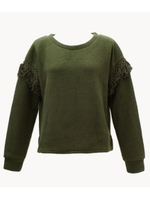 【anap mimpi】ニットソーフリンジ付袖トップス/カーキ(014)