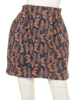 【mystic】ボタニカル柄タックタイトスカート/ネイビ-