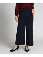 【しわ防止】ボックスタックワイドパンツ/ネイビー(093)