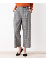 【ベルト付き】チェック柄 起毛ワイドパンツ/ブラック(219)