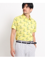 【吸水速乾】セーリングヨットプリント半袖ポロシャツ/レモンイエロー(231)