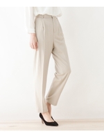 【洗える・接触冷感・抗ピリング・34(SS)、42(LL)WEB限定サイズ】タックテーパードパンツ/ライトグレー(011)