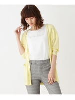 【洗える】UVカットカラーカーディガン×Tシャツセット/レモンイエロー(031)