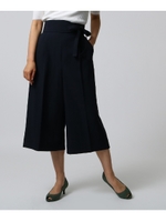 【洗える】[L]コルセットベルトワイドパンツ/ネイビー(093)