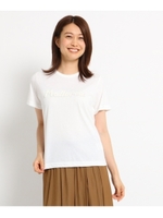 【洗える】さがら刺繍ロゴTシャツ/ホワイト×ホワイト(001)