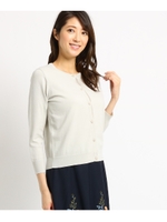 【洗える】エポキシ釦カーディガン/ライトグレー(011)