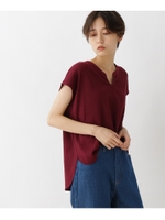 【洗える】サーマルVネックプルオーバー/ボルドー(064)