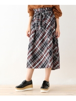 【洗える】チェックミディスカート/ブラック(219)