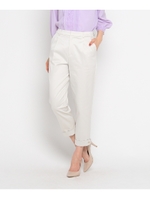 【洗える】テンセルサテンストレッチパンツ/ライトベージュ(051)