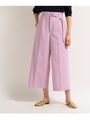 【洗える】ナローベルト付クロップドワイドパンツ/ライトパープル(081)