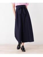 【洗える】ベルテッドハイウエストワイドパンツ/ネイビー(093)