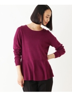 【洗える】ペプラムニットプルオーバー/ピンク系(075)