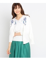 【洗える】ミラーガーデン刺繍カーディガン/ホワイト(101)