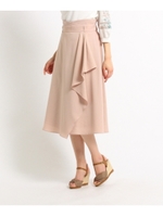 【洗える】ラッフルフリルミディ丈スカート/ベビーピンク(071)