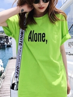 【綿100％】[Alone,]BIGロゴTシャツ/ライトグリーン