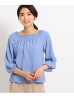 ◆【WEB限定カラーあり】シャーリングブラウス/ライトブルー(091)