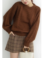 ◆サウスアメリカンウールケーブルニット/ブラウン(050)