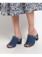 ◆デニムフリンジミュール/ブルー(092)