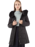 ◆ファーフード付きダウンコート/ブラック(010)