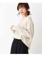 ふわふわもちもちVネックプルオーバー/ライトベージュ(051)