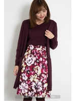 アイレットカットワークヘムロングカーディガン/ワイン(070)