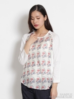 アザミパターン（花柄）プリントカットソー/ホワイト