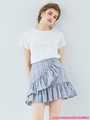 アシンメトリーフレアミニスカート/ストライプ