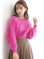 アンゴラナイロンニット/ピンク(090)