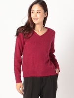 アンゴラ混Vネックニット/ピンク