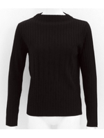 イレギュラーリブボトルネックトップス/ブラック(027)