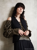 ウールシルクウエストシェイプベスト/ブラック