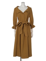 ウエストベルトフレアワンピース/MUSTARD