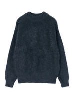 ウォッシャブルシャギーボトルネックニット/ネイビー