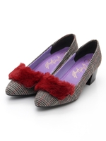 エコファーパンプス/ブラックレッド