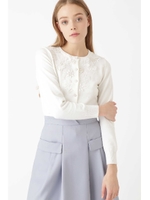 エリカフラワー刺しゅうニットカーディガン/CREAM(030)